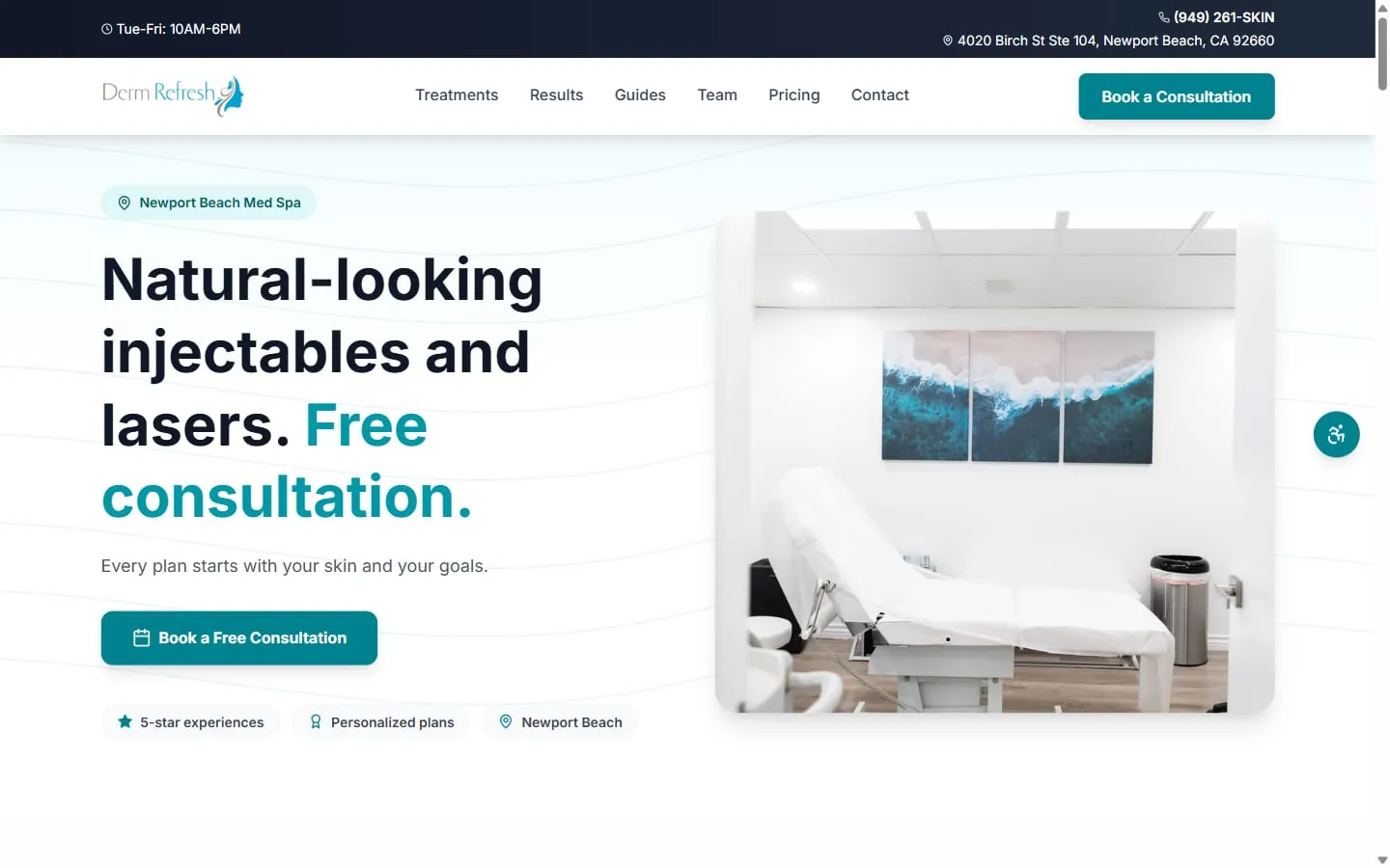 The Derm Refresh Skin & Laser Center website